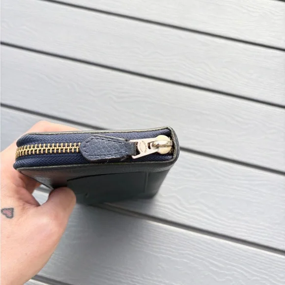 Coach Navy Leather Zip Wallet - Picture 4 of 6